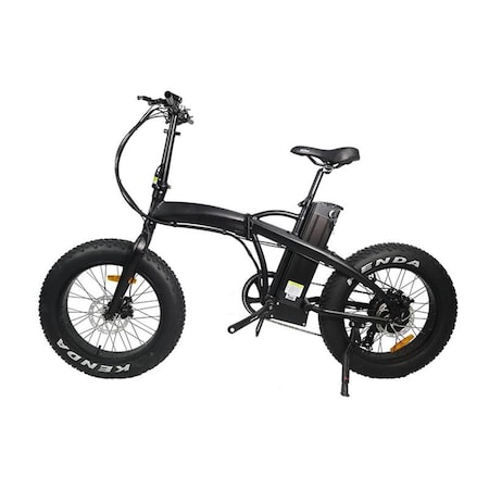 Glarewheel Folding Electric Fat Tire Bicycle with 40 Mile Range & up to 25mph, Black GWEB-REBK